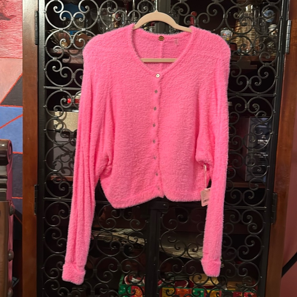 Free People fuzzy sweater pink xs nwt